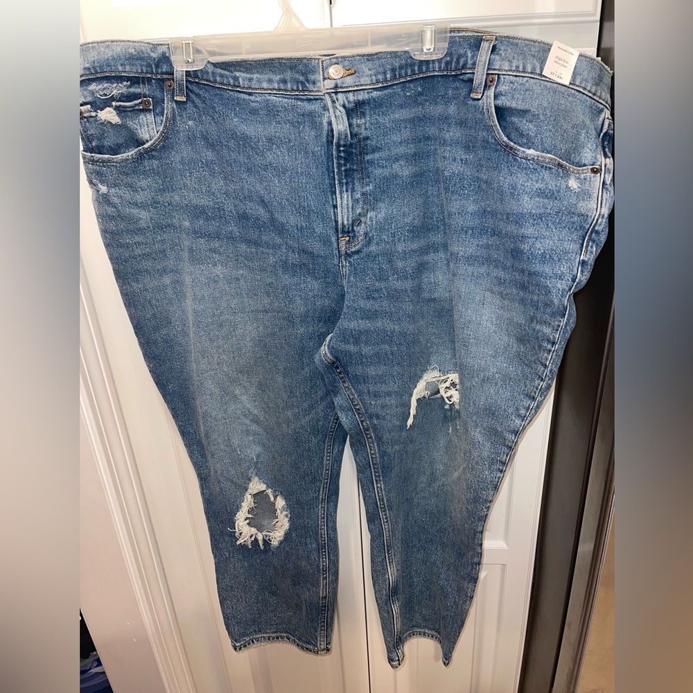 NWT-Abercrombie & Fitch High Rise Mom Distressed Jeans-‎ Plus Size 37/24s